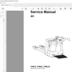 Toyota Forklift Truck 7PM18 7PM20 7PML20 Service Manual SN 723984 - PDF DOWNLOAD
