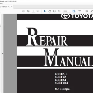 Toyota Towing Tractor 4CBT2 4CBT3 4CBTY2 4CBTK4 4CBTYK4 for Europe Repair Manual - PDF DOWNLOAD