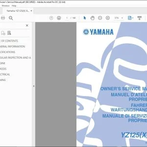 Yamaha YZ125(X) X1 Owner's Service Manual - PDF DOWNLOAD