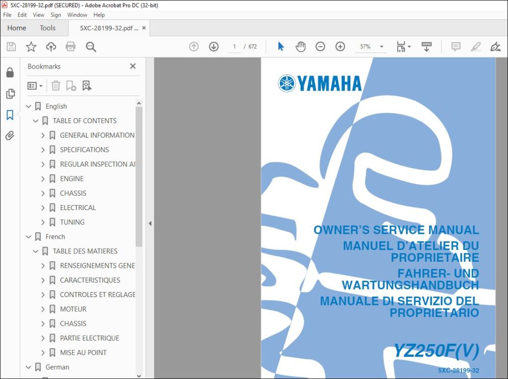 Yamaha YZ250F(V) Owner's Service Manual PDF DOWNLOAD HeyDownloads Manual Downloads