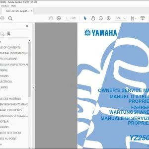 Yamaha YZ250F(V) Owner's Service Manual - PDF DOWNLOAD