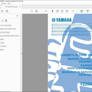 Yamaha YZ250F(Z) Owner's Service Manual - PDF DOWNLOAD