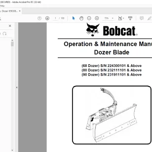 Bobcat Dozer Blade 68 80 90 Operation & Maintenance Manual 6900819 (07-18)  - PDF DOWNLOAD