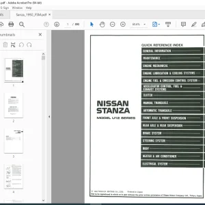 1992 NISSAN STANZA U12 Series Service Manual PDF DOWNLOAD