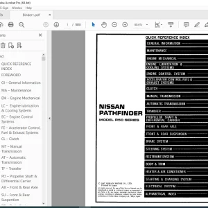 1998 NISSAN PATHFINDER R50 Series Service Manual PDF DOWNLOAD