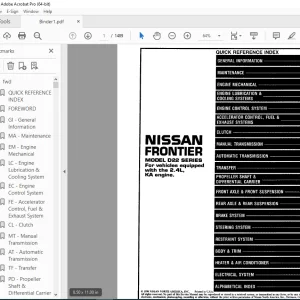 1999 NISSAN FRONTIER D22 Series(2.4L KA Engine) Service Manual PDF DOWNLOAD