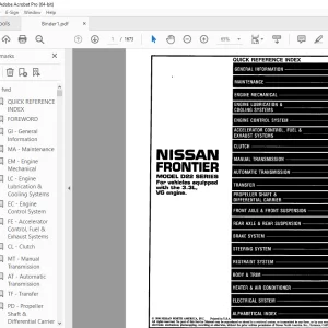 1999 NISSAN FRONTIER D22 Series(3.3L VG Engine) Service Manual PDF DOWNLOAD