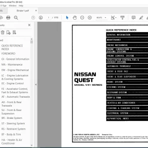 1999 NISSAN QUEST V41 Series Service Manual PDF DOWNLOAD