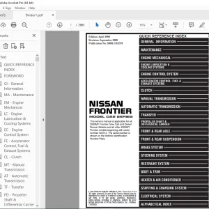 2000 NISSAN FRONTIER D22 Series Service Manual PDF DOWNLOAD