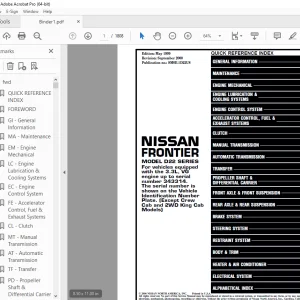 2000 NISSAN FRONTIER D22 Series(3.3L VG Engine) Service Manual PDF DOWNLOAD