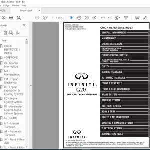 2001 INFINITI G20 P11 Series Service Manual PDF DOWNLOAD