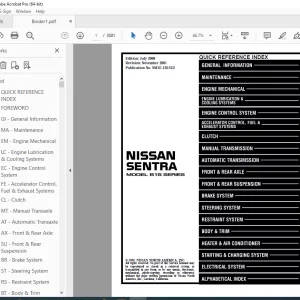 2001 NISSAN SENTRA B15 Series Service Manual PDF DOWNLOAD
