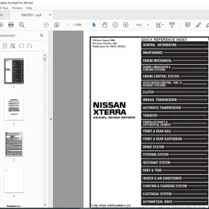 2001 NISSAN XTERRA WD22 Service Manual PDF DOWNLOAD