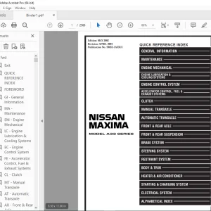 2003 NISSAN MAXIMA A33 Series Service Manual PDF DOWNLOAD
