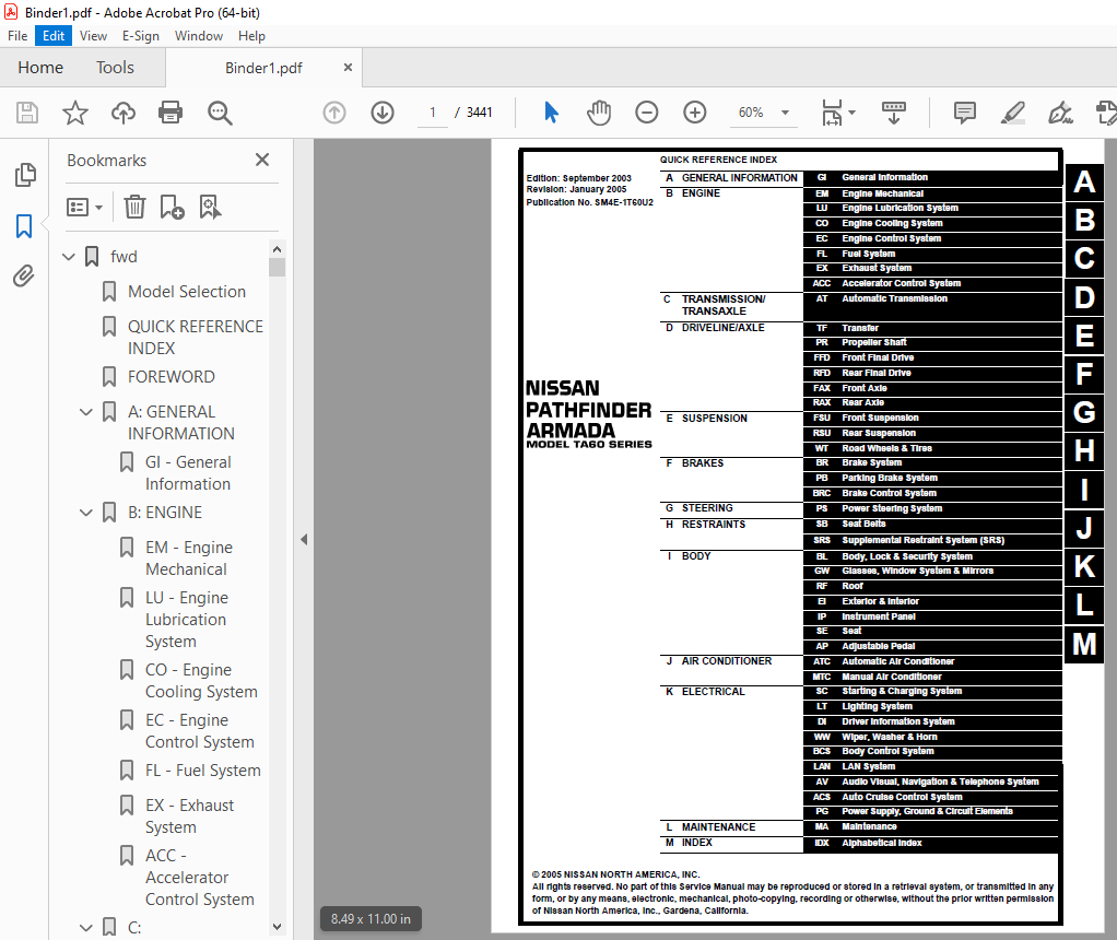 2004 NISSAN PATHFINDER ARMADA TA60 Series Service Manual PDF