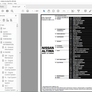 2005 NISSAN ALTIMA L31 Series Service Manual PDF DOWNLOAD