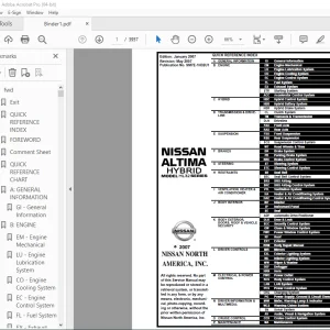 2007 HEV NISSAN ALTIMA HYBRID HL32 Series Service Manual PDF DOWNLOAD