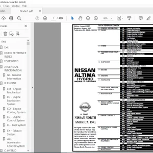 2008 HEV NISSAN ALTIMA HYBRID HL32 Series Service Manual PDF DOWNLOAD