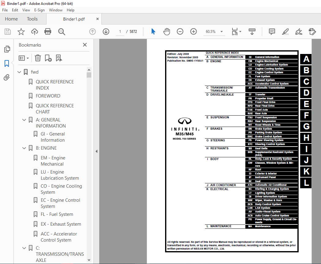 2009 INFINITI M35 M45 Y50 Series Service Manual PDF DOWNLOAD ...