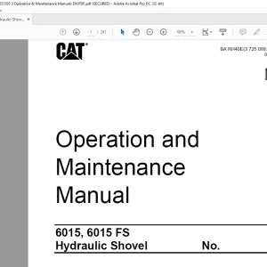 CAT 6015 6015 FS Hydraulic Shovel Operation & Maintenance Manual 3725088 - PDF DOWNLOAD