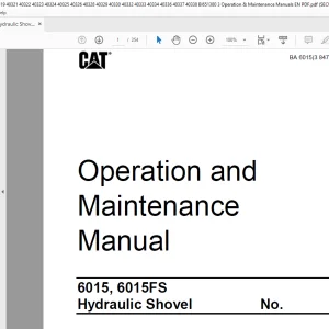 CAT 6015 6015FS Hydraulic Shovel Operation & Maintenance Manual 3847019 - PDF DOWNLOAD