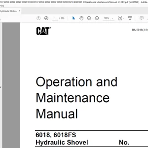 CAT 6018 6018FS Hydraulic Shovel Operation & Maintenance Manual 3847017 - PDF DOWNLOAD