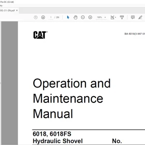 CAT 6018, 6018FS Hydraulic Shovel Operation & Maintenance Manual BI015693 - PDF DOWNLOAD