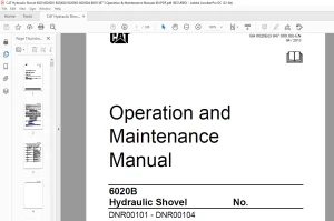 CAT 6020B Hydraulic Shovel Operation & Maintenance Manual DNR00101 - DNR00104 - PDF DOWNLOAD