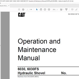 CAT 6030 6030 FS Hydraulic Shovel Operation & Maintenance Manual - PDF DOWNLOAD