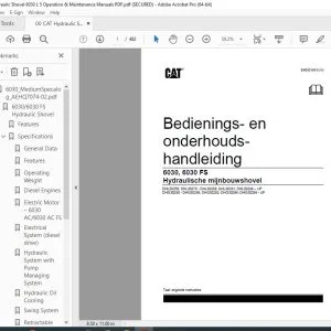 CAT 6030 6030 FS Hydraulische mijnbouwshovel Bedienings- en onderhouds-handleiding 3847020 PDF DOWNLOAD (Dutch)