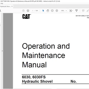 CAT 6030 6030FS Hydraulic Shovel Operation & Maintenance Manual 3725082 - PDF DOWNLOAD