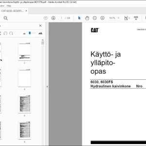 CAT 6030, 6030FS Hydraulinen kaivinkone Käyttö- ja ylläpitoopas BI015756 - PDF DOWNLOAD (Finnish)