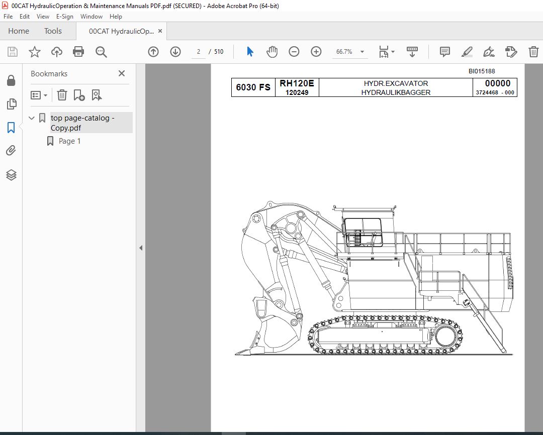 CAT 6030 FS RH120E Hydraulic Excavator Parts Manual BI015188 - PDF ...