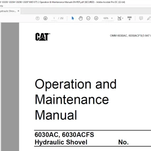 CAT 6030AC 6030ACFS Hydraulic Shovel Operation & Maintenance Manual - PDF DOWNLOAD