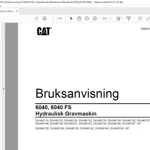 CAT 6040, 6040 FS Hydraulisk Gravmaskin Bruksanvisning EM030194-0 - PDF DOWNLOAD (Norwegian)