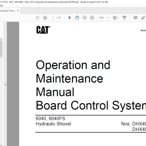 CAT 6040, 6040FS Hydraulic Shovel Board Control System Operation & Maintenance Manual BI015840 - PDF DOWNLOAD