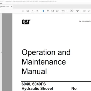 CAT 6040, 6040FS Hydraulic Shovel Operation & Maintenance Manual - PDF DOWNLOAD