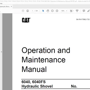 CAT 6040, 6040FS Hydraulic Shovel Operation & Maintenance Manual 3725089 - PDF DOWNLOAD