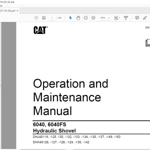 CAT 6040, 6040FS Hydraulic Shovel Operation & Maintenance Manual BI017207 - PDF DOWNLOAD