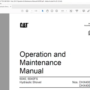 CAT 6040, 6040FS Hydraulic Shovel Operation & Maintenance Manual DHX40010 DHX40012 - PDF DOWNLOAD