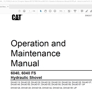CAT 6040, 6040FS Hydraulic Shovel Operation & Maintenance Manual EM026774-1 - PDF DOWNLOAD