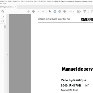 CAT 6040, RH170B Pelle hydraulique Manual de Service 3725081 - PDF DOWNLOAD (French)