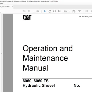 CAT 6060 6060 FS Hydraulic Shovel Operation & Maintenance Manual 3725068 - PDF DOWNLOAD