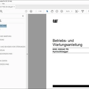 CAT 6060, 6060AC FS Hydraulikbagger Betriebs- und Wartungsanleitung BI017764_DE - PDF DOWNLOAD (German)