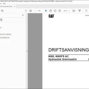 CAT 6060, 6060FS AC Hydraulisk Grävmaskin DRIFTSANVISNINGAR 3847011 - PDF DOWNLOAD (Swedish)