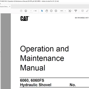 CAT 6060 6060FS Hydraulic Shovel Operation & Maintenance Manual - PDF DOWNLOAD