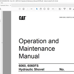 CAT 6060, 6060FS Hydraulic Shovel Operation & Maintenance Manual BI015764 - PDF DOWNLOAD