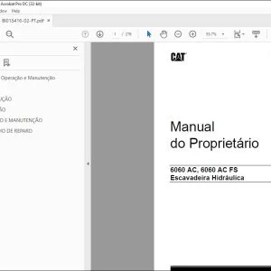 CAT 6060 AC, 6060 AC FS Escavadeira Hidráulica Manual do Proprietário BI015416 - PDF DOWNLOAD (Portuguese)