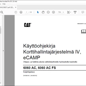 CAT 6060 AC, 6060 AC FS Kuljettajataso  Korttihallintajärjestelmä IV, eCAMP Käyttöohjekirja EM029857 - PDF DOWNLOAD (Finnish)