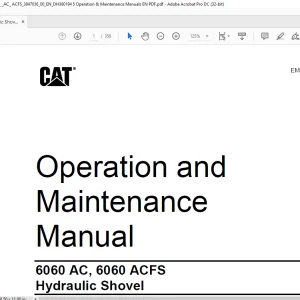 CAT 6060 AC 6060 ACFS Hydraulic Shovel Operation & Maintenance Manual EM028480-0 - PDF DOWNLOAD